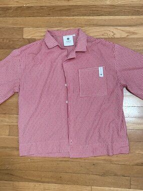 Unbranded Size Medium (M) Men's Red Gingham Check Short Sleeve Button Down Casua